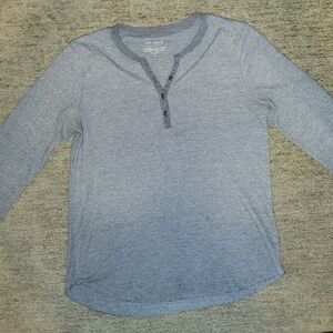 Cuddl Duds Women's Gray Henley Pajama Top